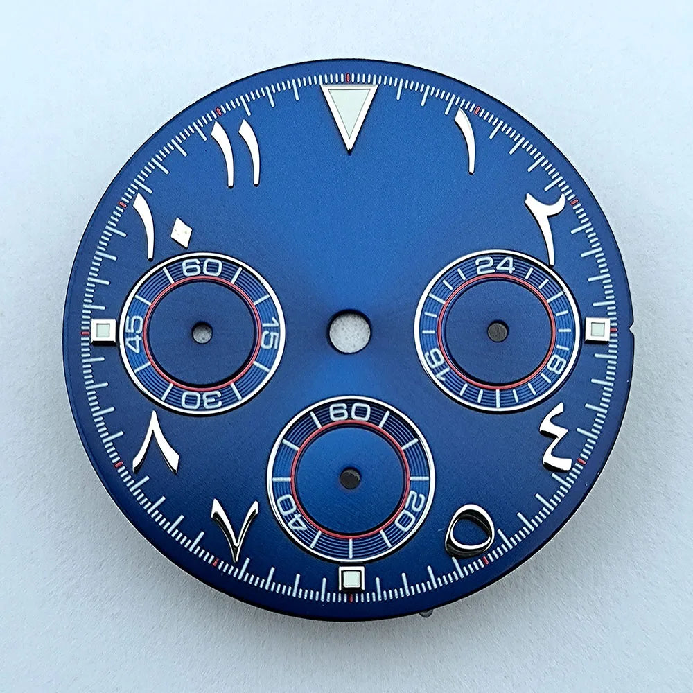 NEW VK63 chronograph dial Custom logo Arabic numeral panda dial 29mm green glowing fit VK63 quartz movement watch Repair tools