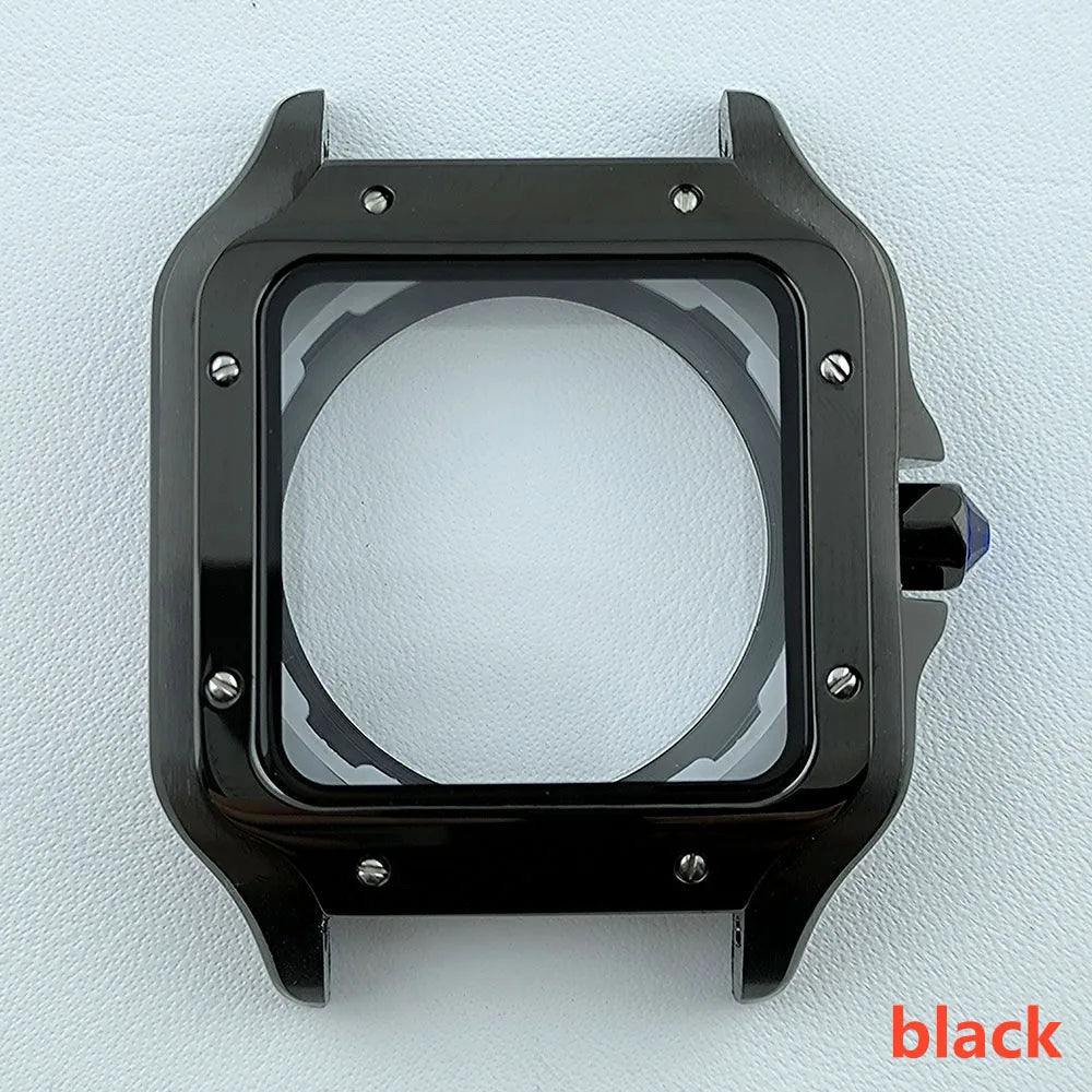 38mm NH35 Watch case Square Dial Roma Dial Watch Case Folding Buckle Square Case Leather strap fit NH35 movement