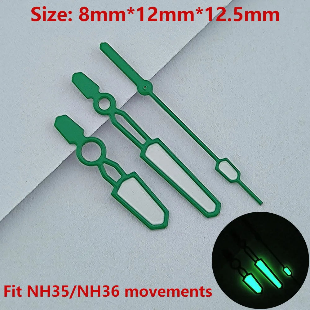 NH35 NH36 hands watch hands green luminous second hand watch accessories Repair tools watch pointer red/yellow/green/blue hands