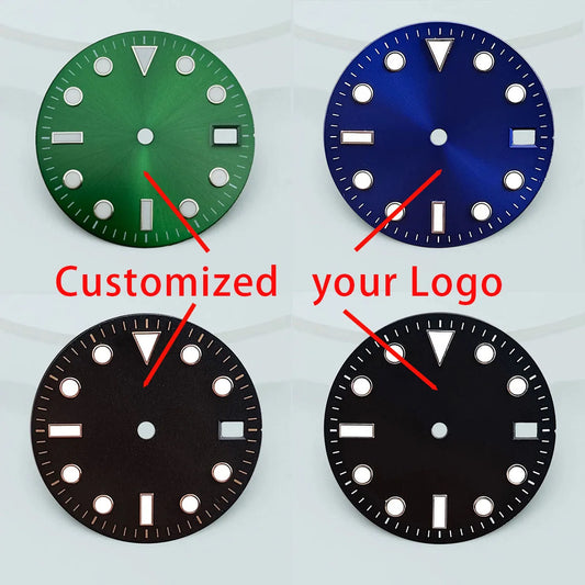 28.5mm dial diameter NH35/NH36 movement luminous dial with single calendar watch accessories customizable dial DIY logo