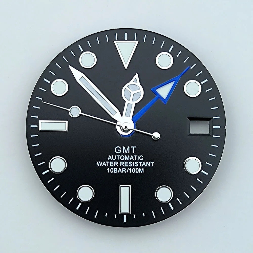 watch dial N H34 dial Custom logo 28.5mm GMT four hands green luminous for N H34 Movement watch accessories repair tool