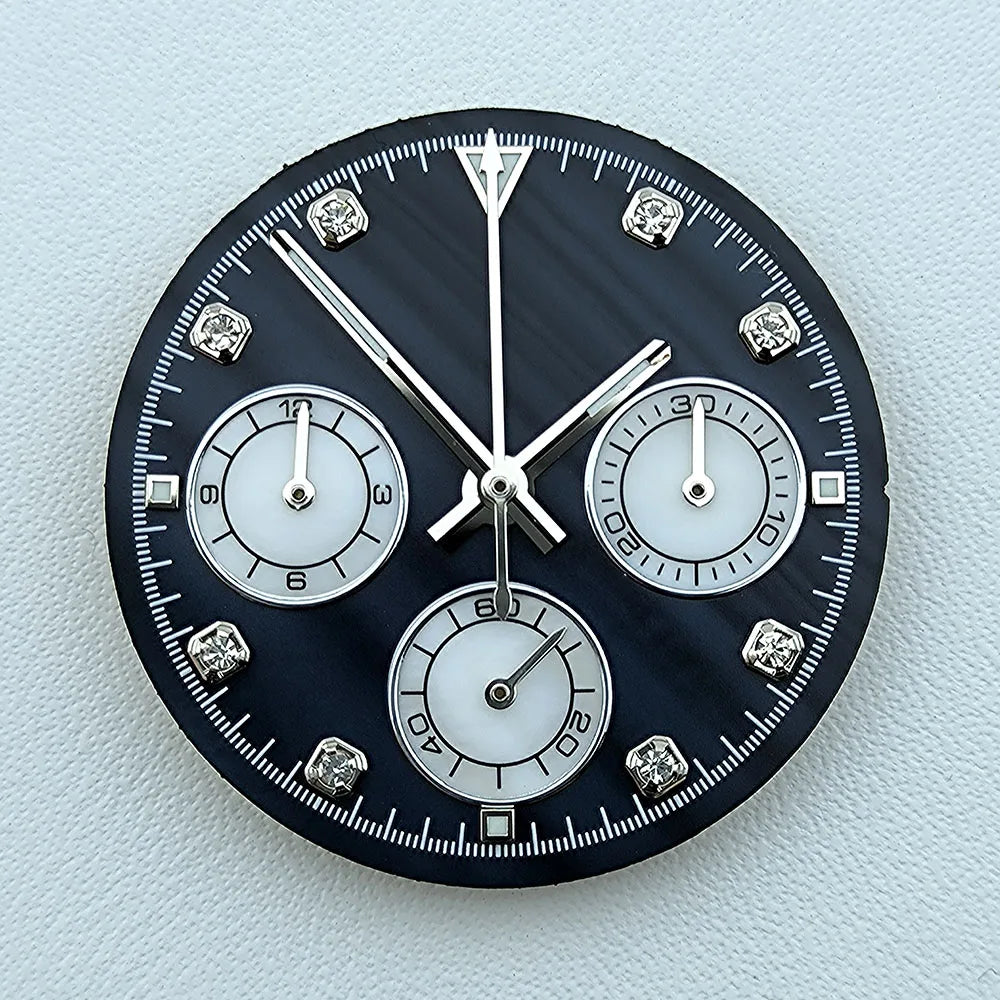 Hot 29.5mm VK63 chronograph dial Diamond Numerals Shell dial No Luminous fit VK63 quartz movement watch accessories
