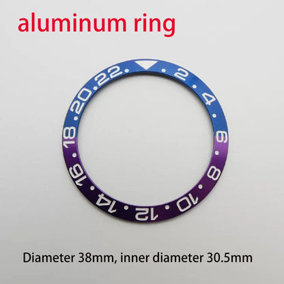 38mm Ceramic And Aluminum Ring GMT Style Watch Bezel Insert For 40mm Watch Cases Replace Accessory Diving Bezel Ring