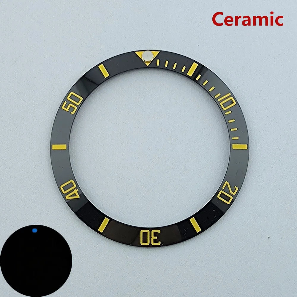 insert bezel ceramic/aluminium 38mm high quality green/blue luminous bezel is tilted for 40mm case watch repair tools