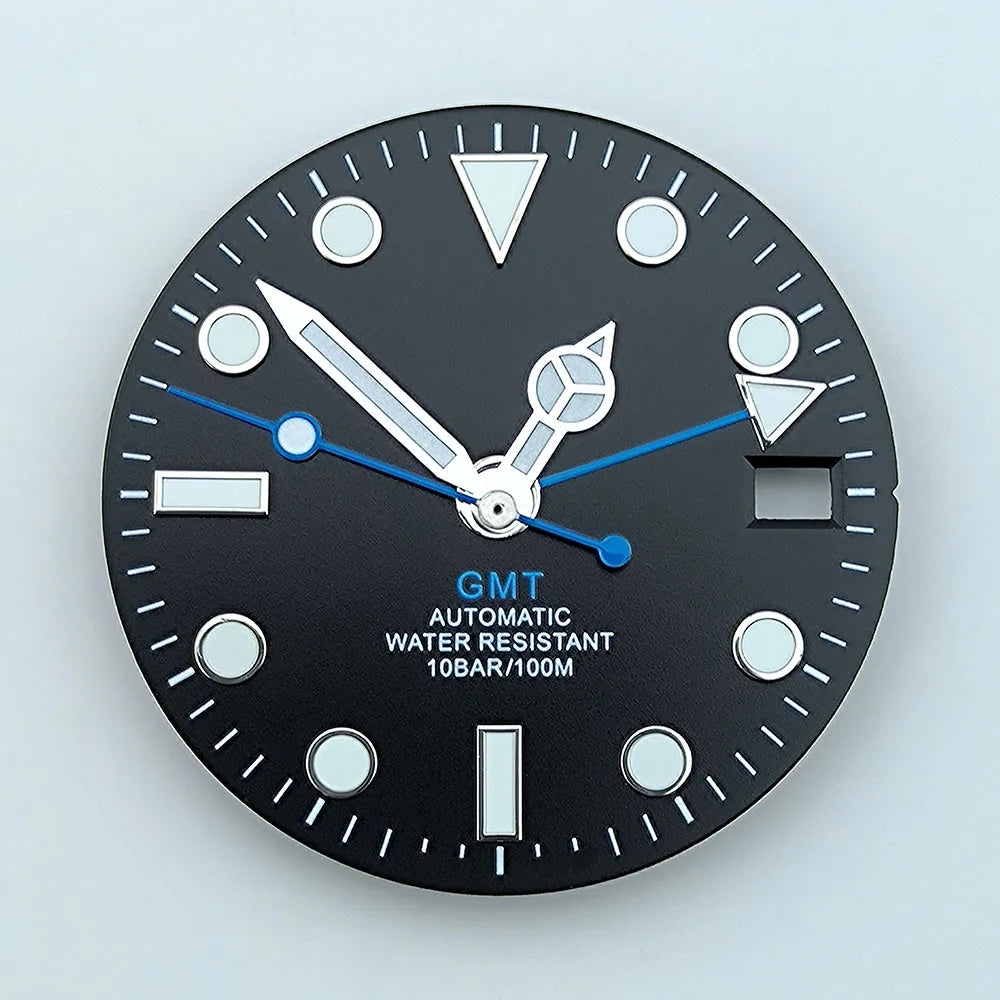 watch dial N H34 dial Custom logo 28.5mm GMT four hands green luminous for N H34 Movement watch accessories repair tool