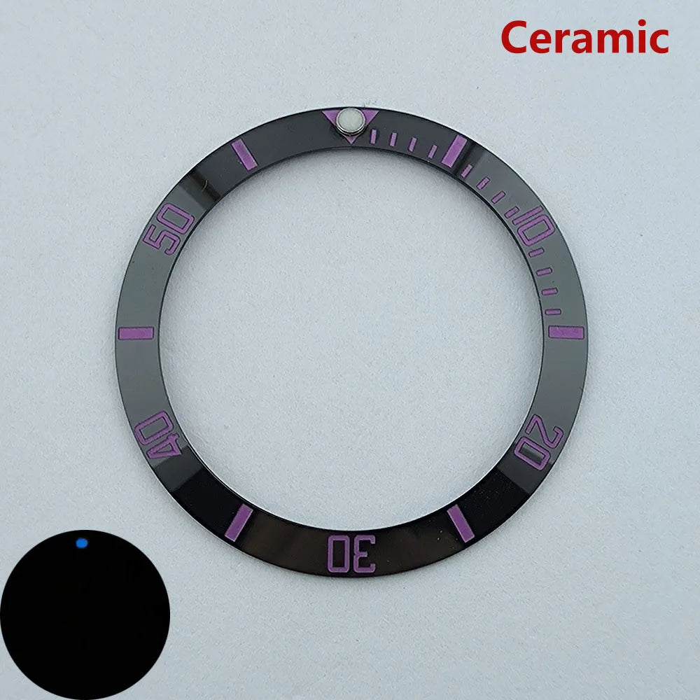 insert bezel ceramic/aluminium 38mm high quality green/blue luminous bezel is tilted for 40mm case watch repair tools