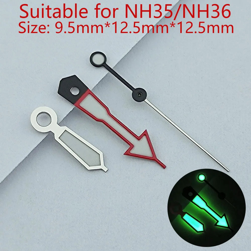 NH35 Hands Watch Hands Watch Accessories Watch Pointer White Pointer Green Super Luminous Suitable For N H35 N H36 Movement