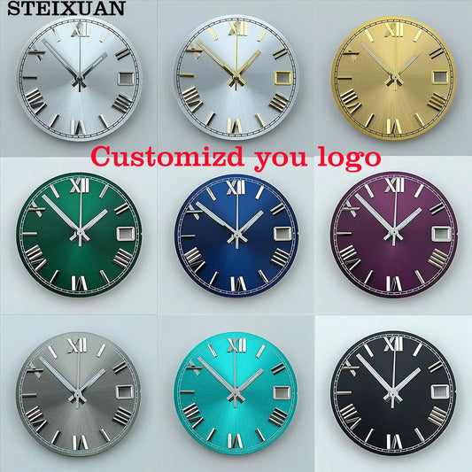 NH35 dial watch dial Custom logo 28.5mm Roman numerals dial No luminous fit NH35/NH36 movement watch accessories repair tools