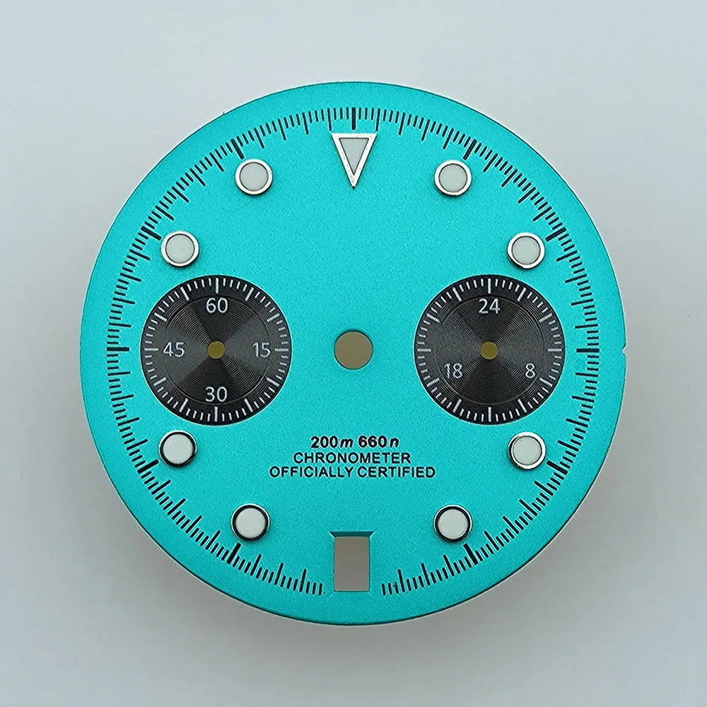 VK64 chronograph dial Custom logo Arabic numeral panda dial 29mm green glowing dial fit VK64 quartz movement watch accessories