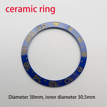 38mm Ceramic And Aluminum Ring GMT Style Watch Bezel Insert For 40mm Watch Cases Replace Accessory Diving Bezel Ring