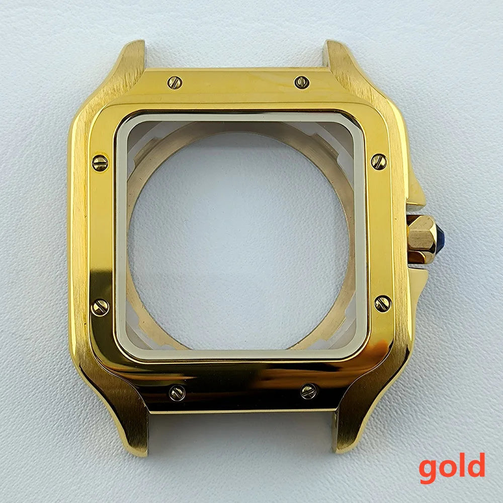38mm NH35 Watch case Square Dial Roma Dial Watch Case Folding Buckle Square Case Leather strap fit NH35 movement