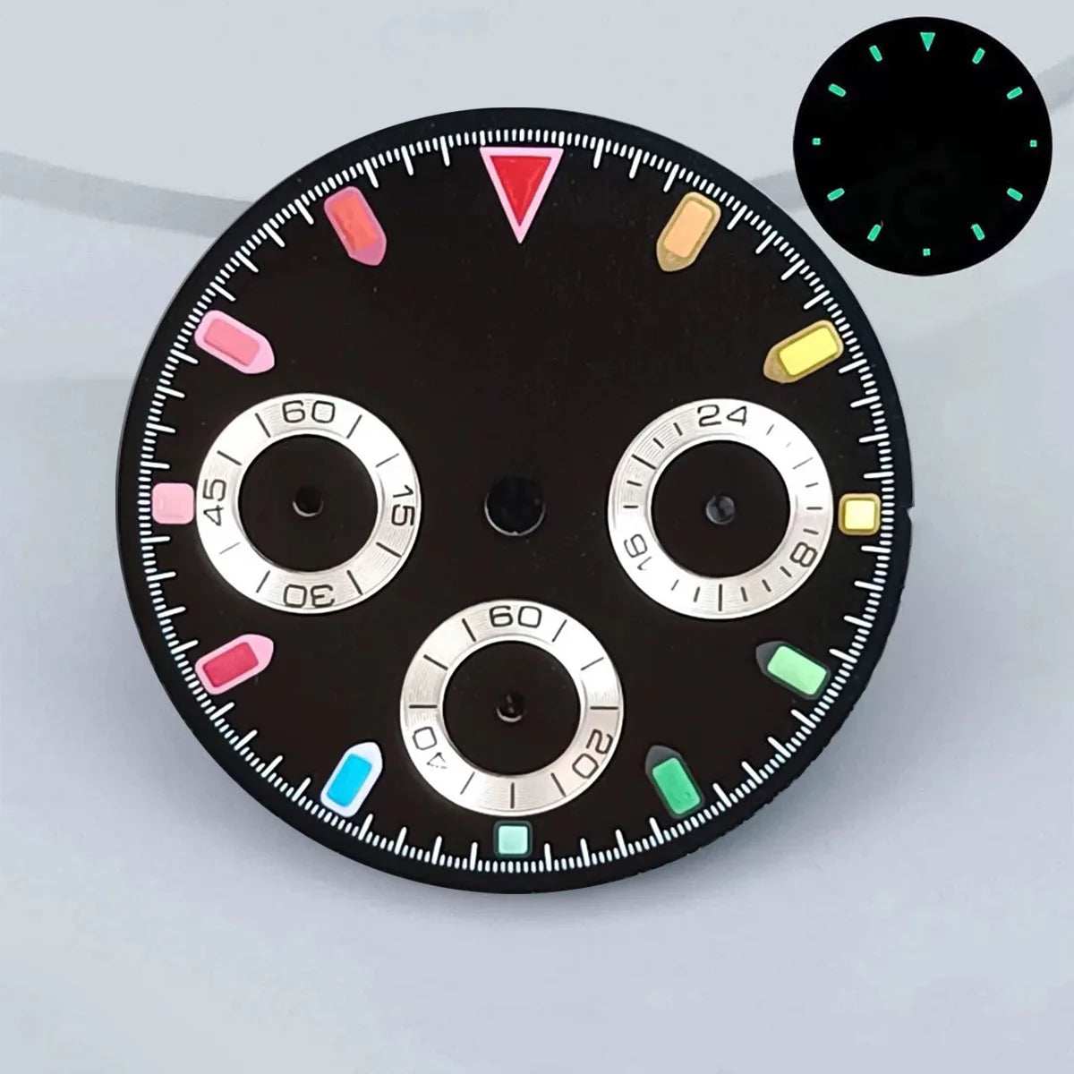 29mm VK63 chronograph dial Custom logo Panda dial Green glowing fit VK63 quartz movement watch accessories