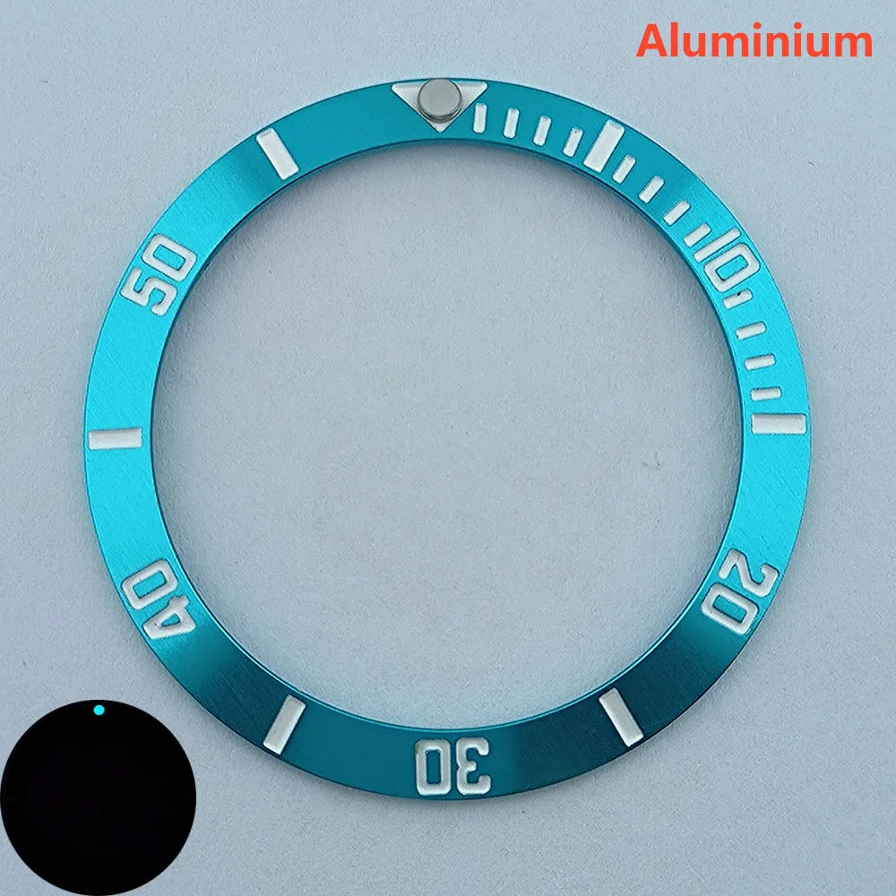 insert bezel ceramic/aluminium 38mm high quality green/blue luminous bezel is tilted for 40mm case watch repair tools