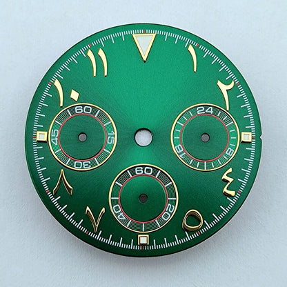 NEW VK63 chronograph dial Custom logo Arabic numeral panda dial 29mm green glowing fit VK63 quartz movement watch Repair tools