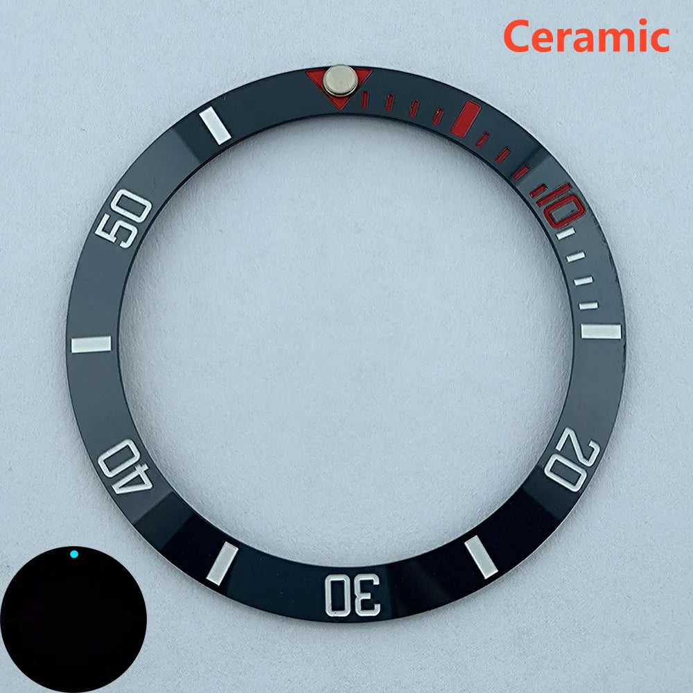 insert bezel ceramic/aluminium 38mm high quality green/blue luminous bezel is tilted for 40mm case watch repair tools