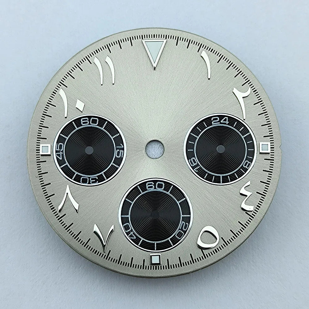 NEW VK63 chronograph dial Custom logo Arabic numeral panda dial 29mm green glowing fit VK63 quartz movement watch Repair tools