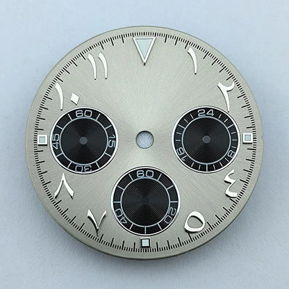 NEW VK63 chronograph dial Custom logo Arabic numeral panda dial 29mm green glowing fit VK63 quartz movement watch Repair tools
