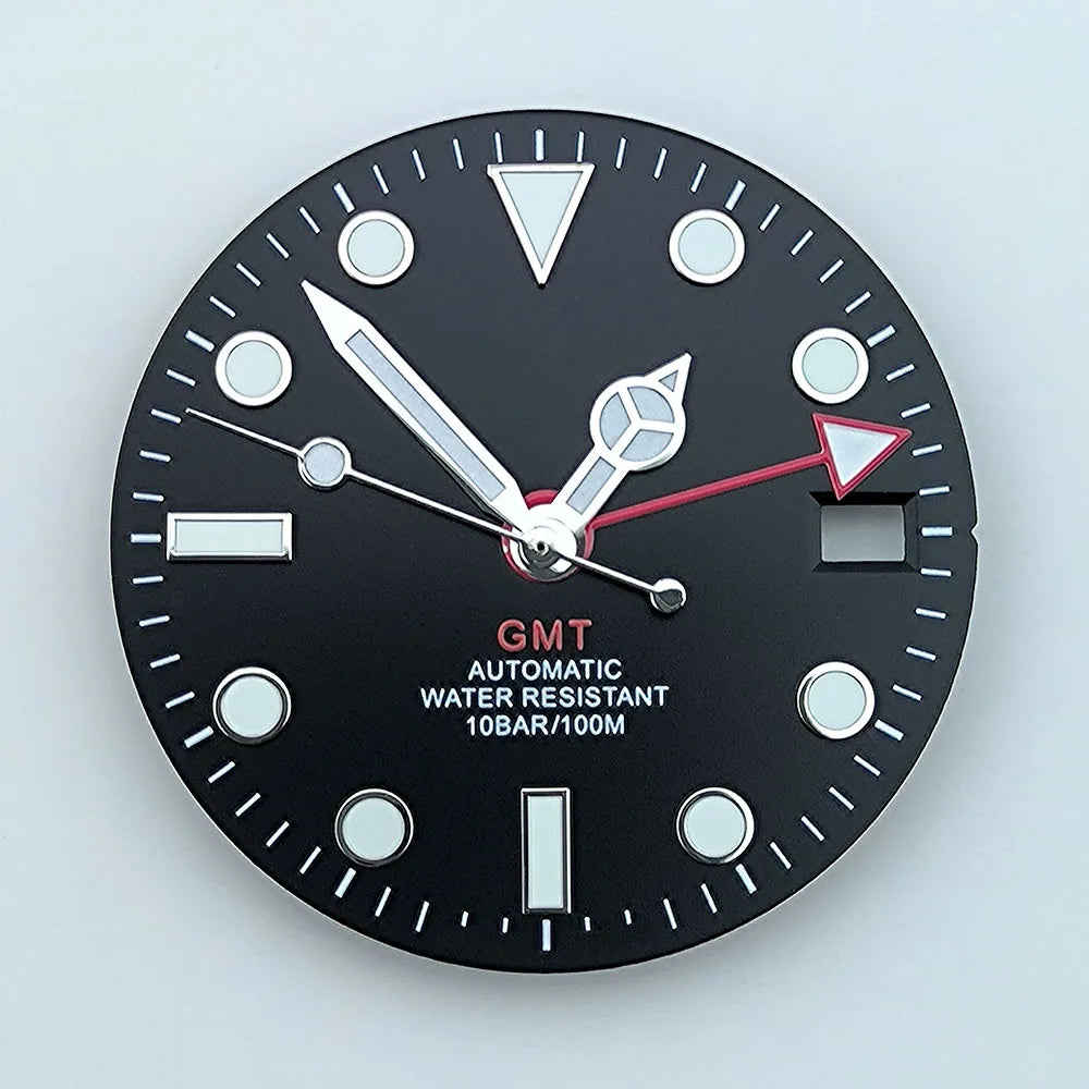 watch dial N H34 dial Custom logo 28.5mm GMT four hands green luminous for N H34 Movement watch accessories repair tool