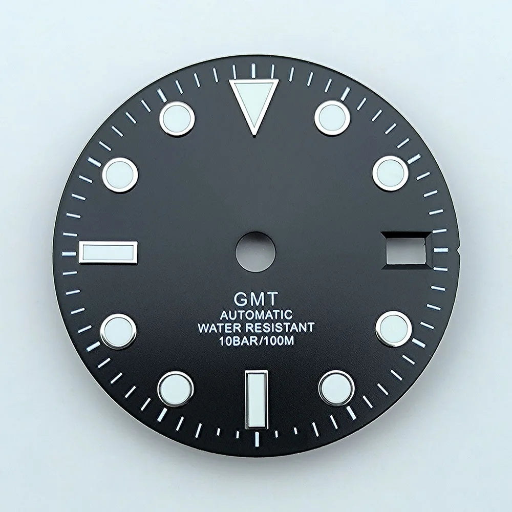 watch dial N H34 dial Custom logo 28.5mm GMT four hands green luminous for N H34 Movement watch accessories repair tool