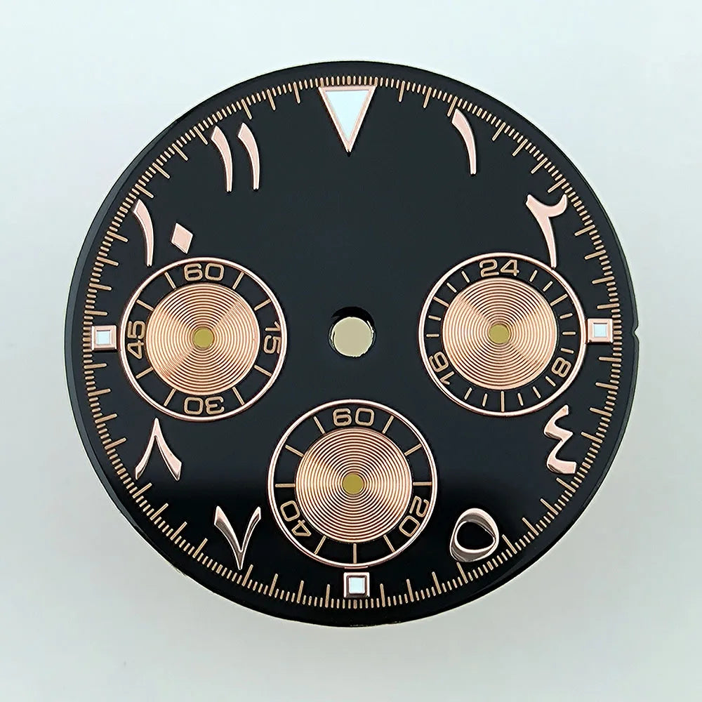 NEW VK63 chronograph dial Custom logo Arabic numeral panda dial 29mm green glowing fit VK63 quartz movement watch Repair tools