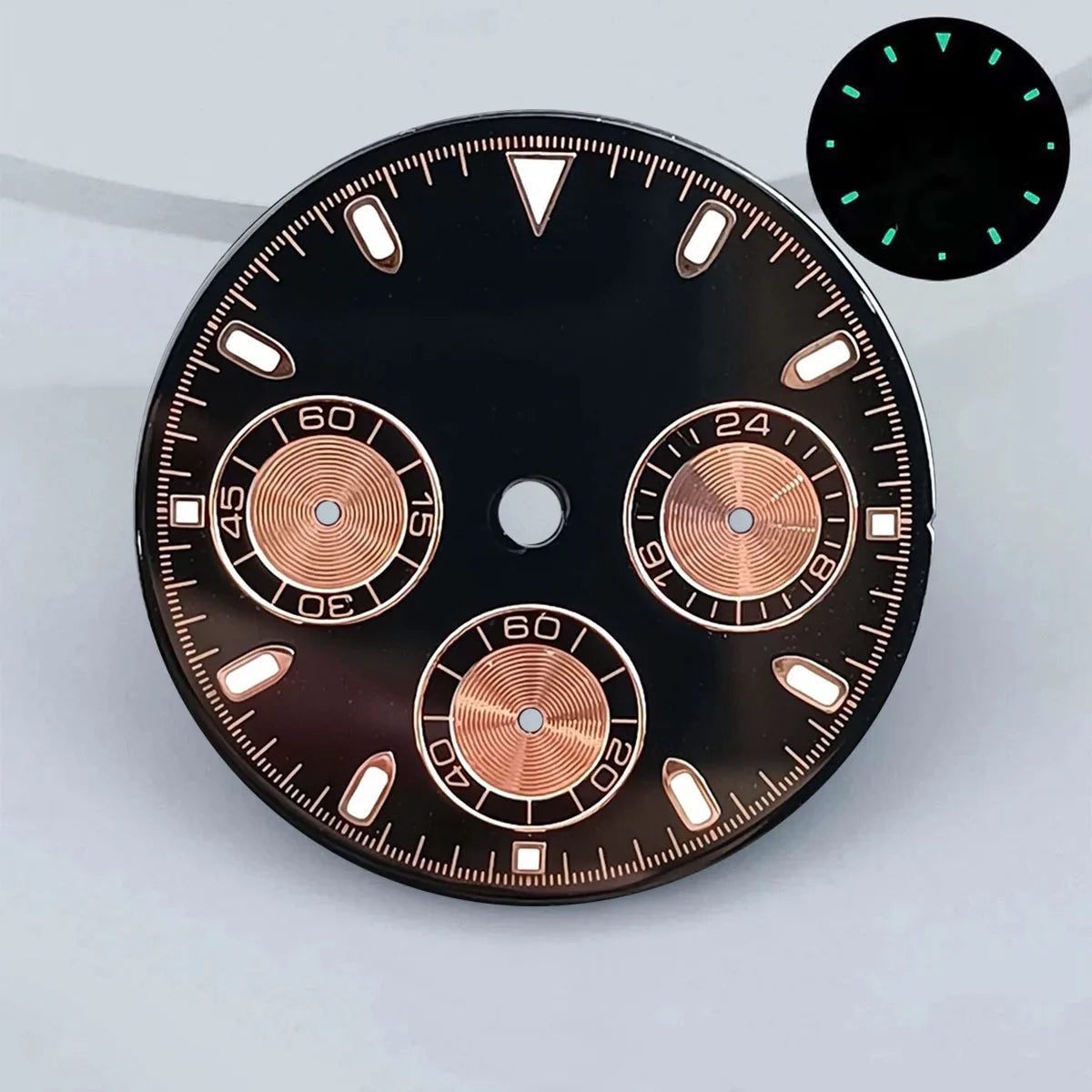 29mm VK63 chronograph dial Custom logo Panda dial Green glowing fit VK63 quartz movement watch accessories