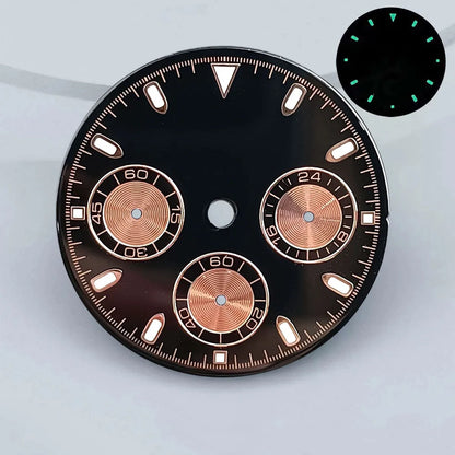 29mm VK63 chronograph dial Custom logo Panda dial Green glowing fit VK63 quartz movement watch accessories