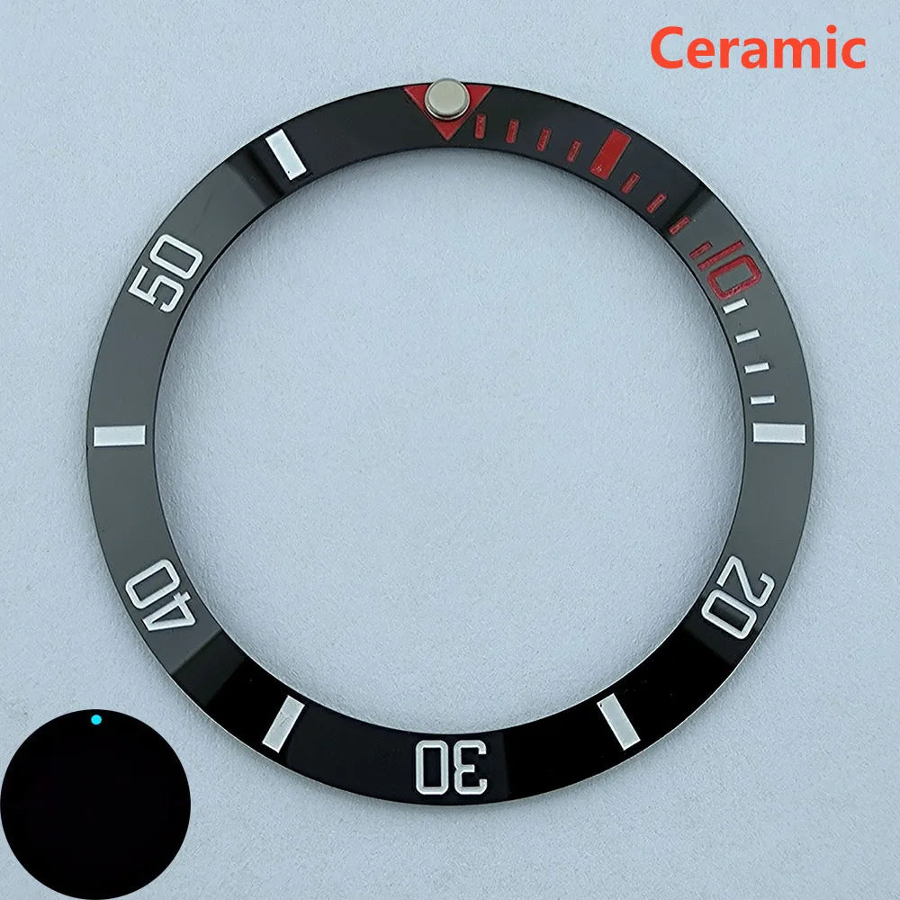 insert bezel ceramic/aluminium 38mm high quality green/blue luminous bezel is tilted for 40mm case watch repair tools