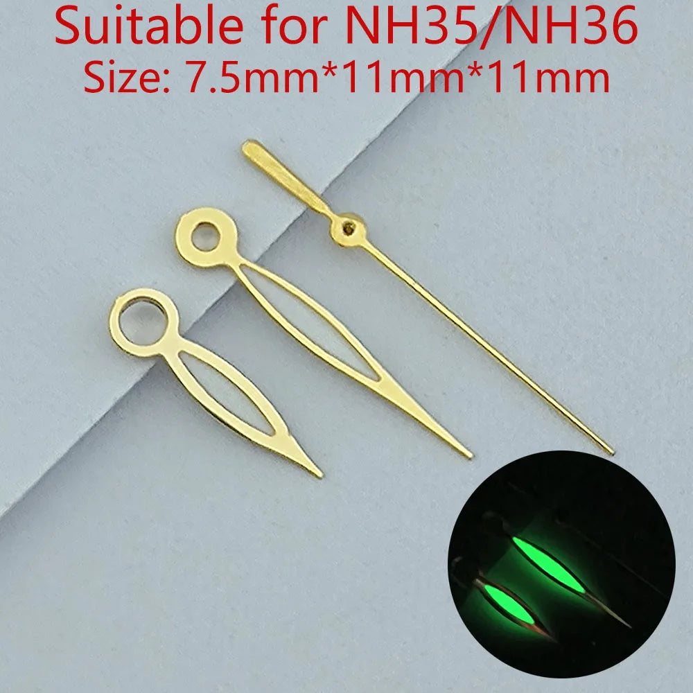 NH35 Hands Watch Hands Watch Accessories Watch Pointer White Pointer Green Super Luminous Suitable For N H35 N H36 Movement