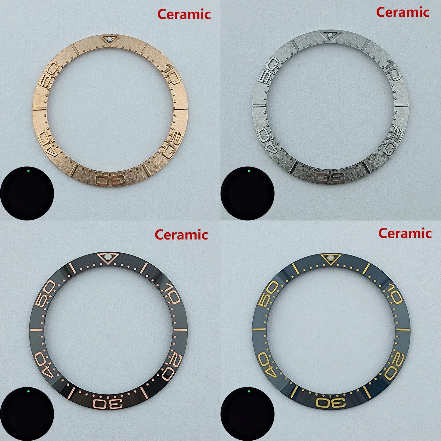 38mm ceramic High quality bezel green luminous insert bezel bezel is tilted for 40mm watch accessory repair tools