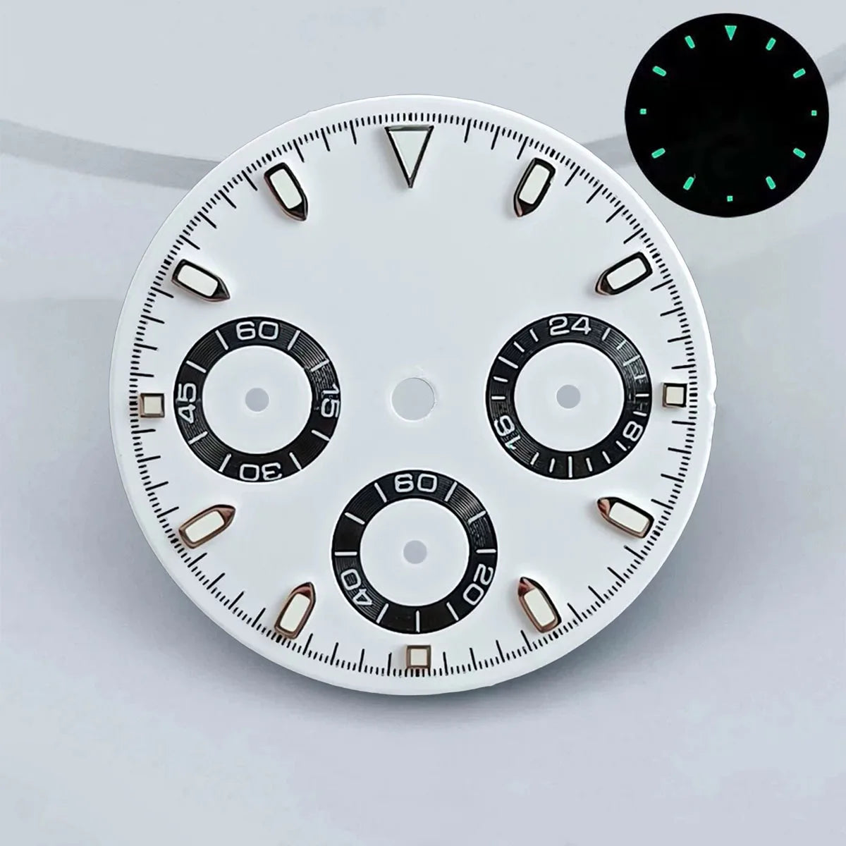 29mm VK63 chronograph dial Custom logo Panda dial Green glowing fit VK63 quartz movement watch accessories