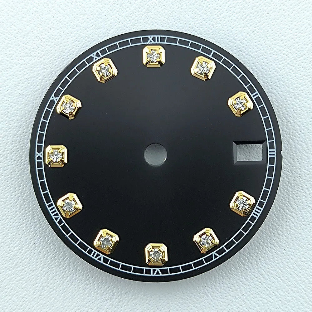 NH35 Dial Watch Dial Men's Watch Diamond Dial Custom Logo No logo 28.5mm No Luminous Fit NH Series Movement Watch Accessories