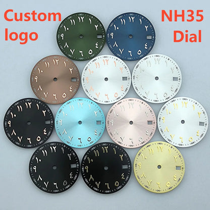 NH35 dial Custom logo 28.5mm Arabic numerals dial No luminous watch dial fit NH35/NH36 movement watch accessories