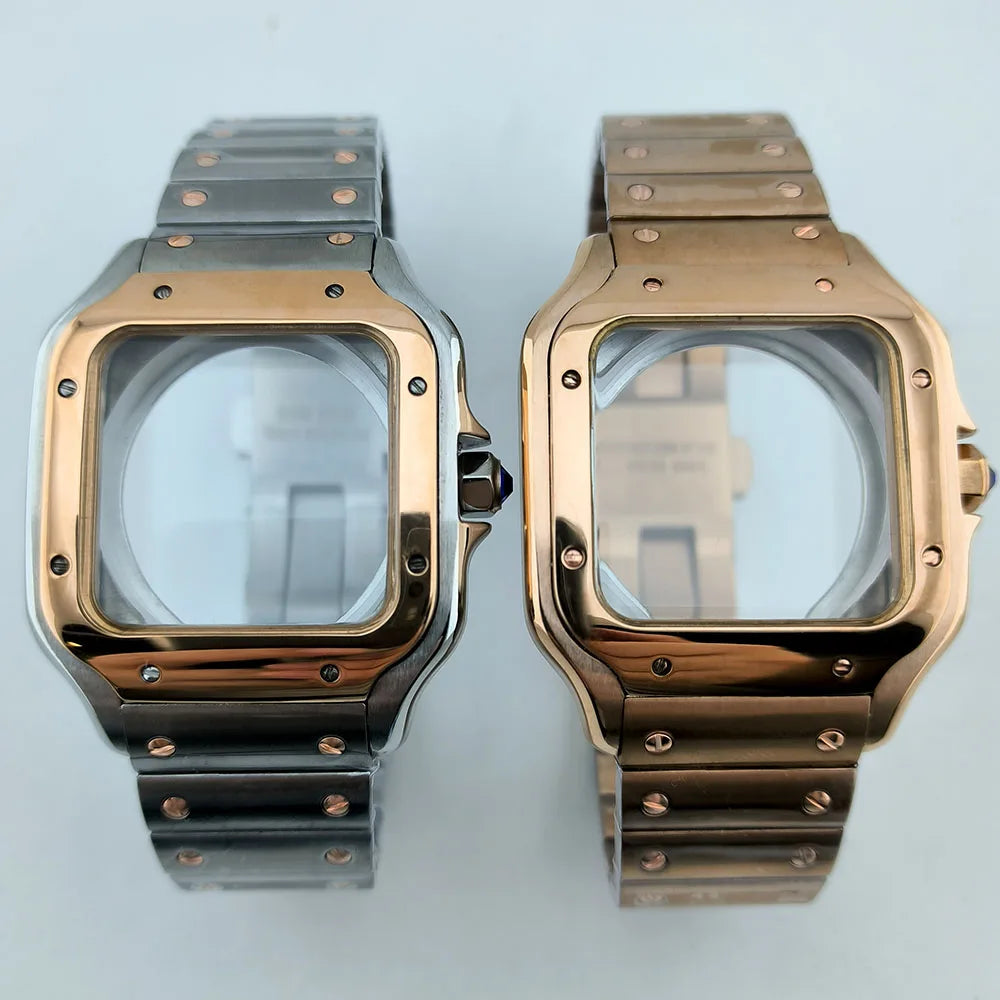 NH35 case Watch Case High quality Square case Roma Dial Folding Buckle Square Case fit NH35 NH36 movement Watch accessories