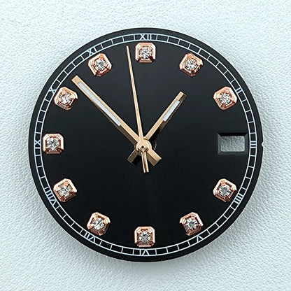 NH35 Dial Watch Dial Men's Watch Diamond Dial Custom Logo No logo 28.5mm No Luminous Fit NH Series Movement Watch Accessories