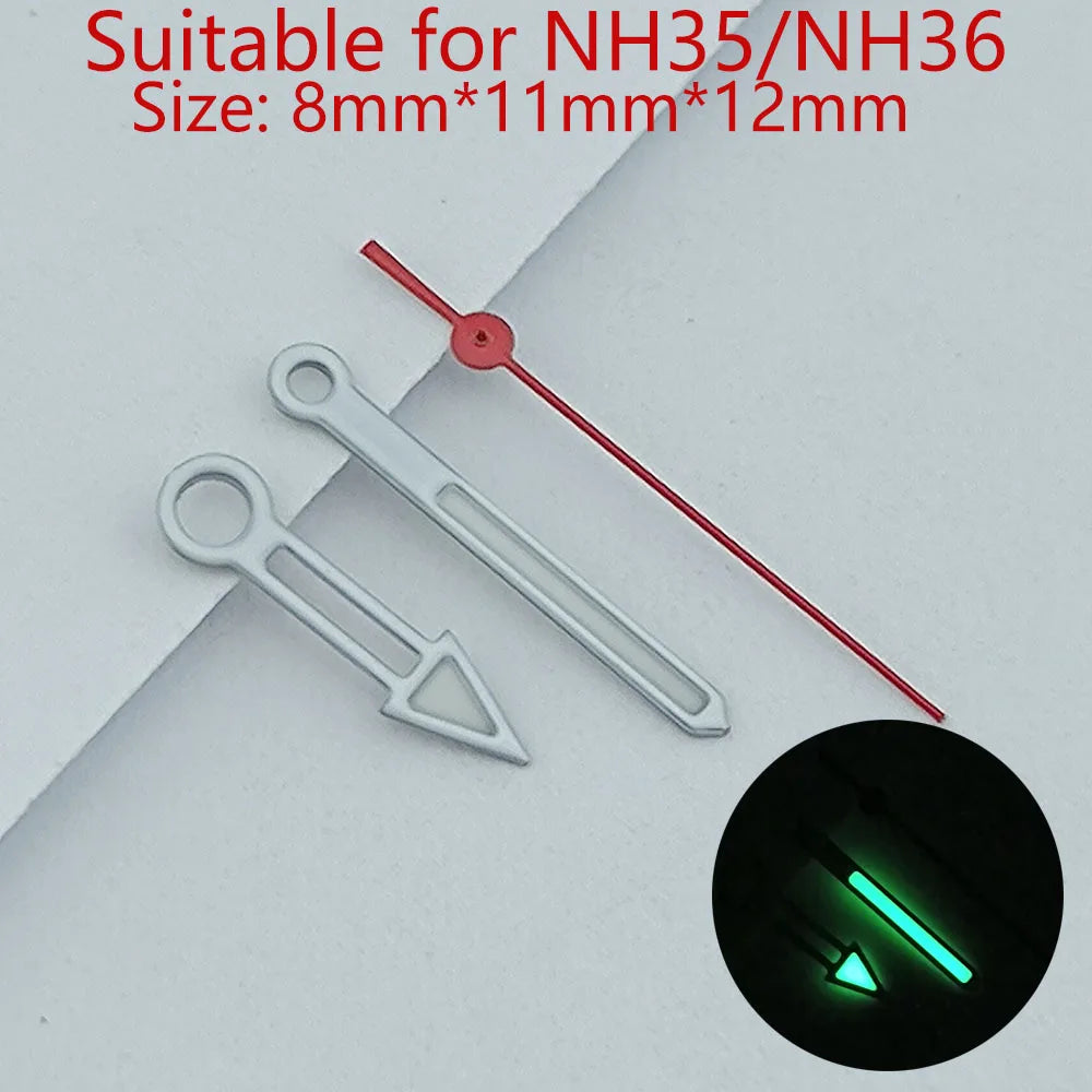 NH35 Hands Watch Hands Watch Accessories Watch Pointer White Pointer Green Super Luminous Suitable For N H35 N H36 Movement
