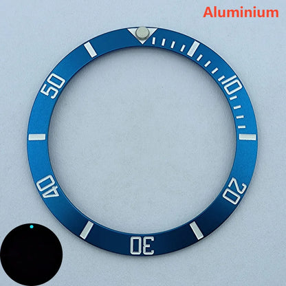 insert bezel ceramic/aluminium 38mm high quality green/blue luminous bezel is tilted for 40mm case watch repair tools