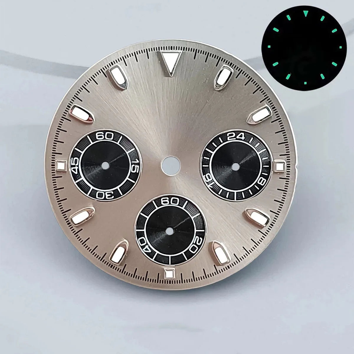 29mm VK63 chronograph dial Custom logo Panda dial Green glowing fit VK63 quartz movement watch accessories