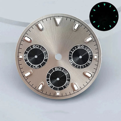 29mm VK63 chronograph dial Custom logo Panda dial Green glowing fit VK63 quartz movement watch accessories