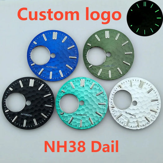 NH38 dial Custom logo watch dial Green luminous 28.5mm suitable for NH38movement watch accessories repair tool
