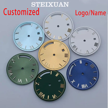 Miyota8285 dial 31mm Custom logo Green luminous Dial watch dial suitable for Miyota8285 movement watch accessories repair tools