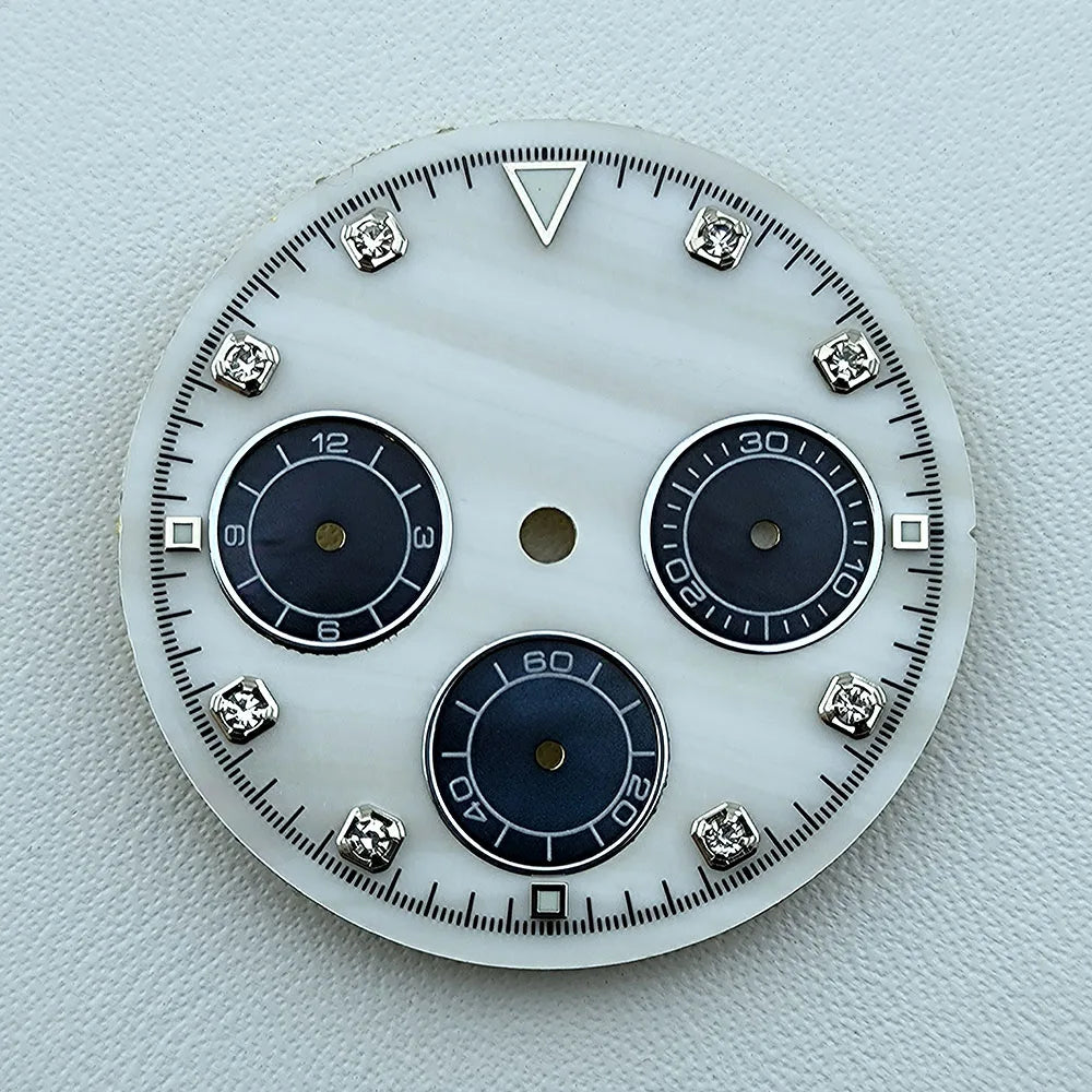 Hot 29.5mm VK63 chronograph dial Diamond Numerals Shell dial No Luminous fit VK63 quartz movement watch accessories