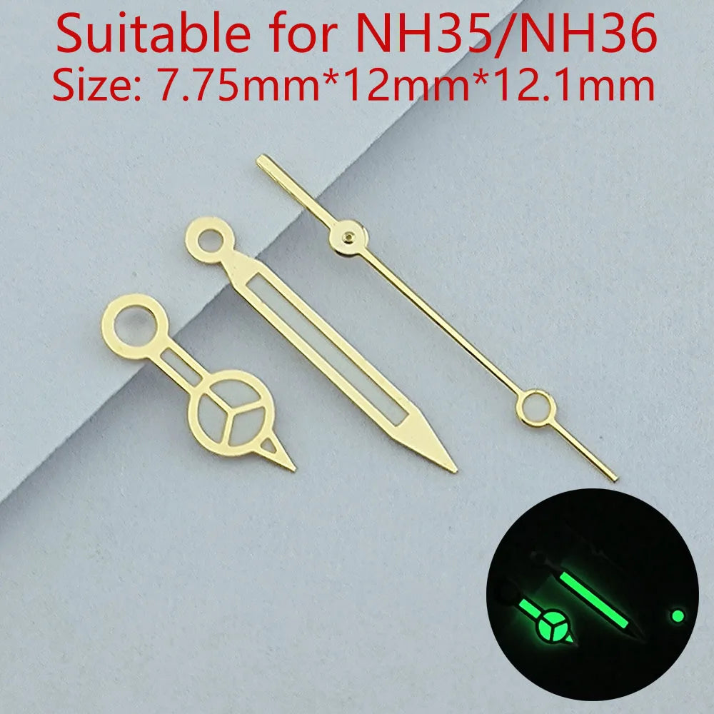 NH35 Hands Watch Hands Watch Accessories Watch Pointer White Pointer Green Super Luminous Suitable For N H35 N H36 Movement