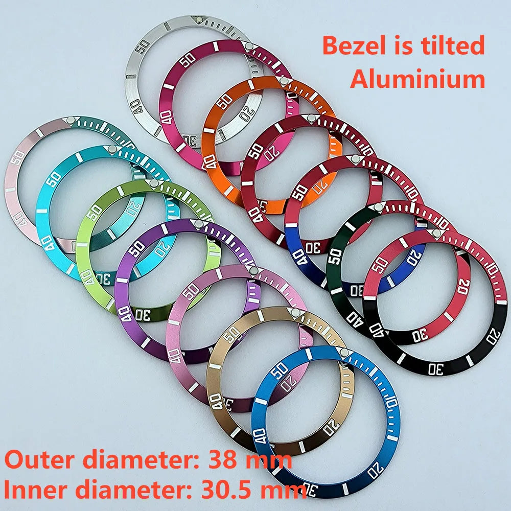 insert bezel ceramic/aluminium 38mm high quality green/blue luminous bezel is tilted for 40mm case watch repair tools