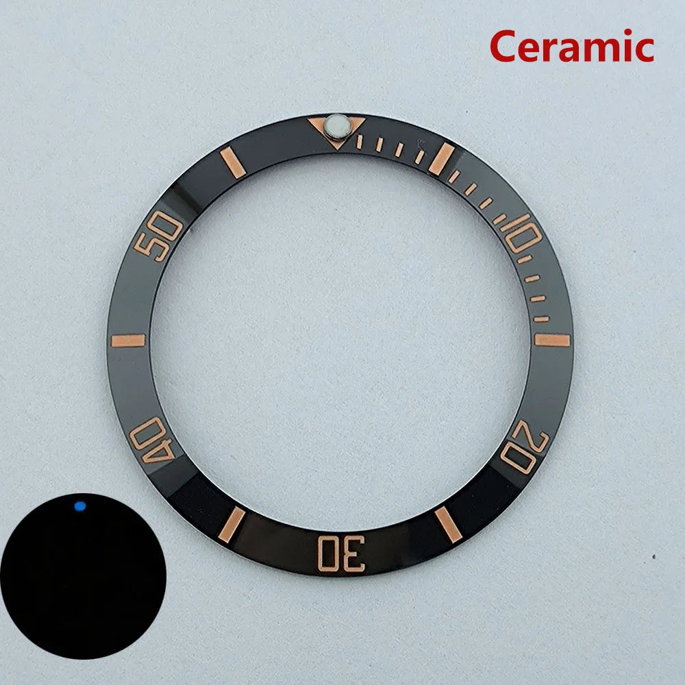 insert bezel ceramic/aluminium 38mm high quality green/blue luminous bezel is tilted for 40mm case watch repair tools