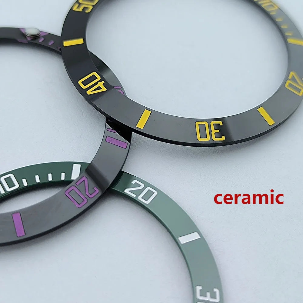 insert bezel ceramic/aluminium 38mm high quality green/blue luminous bezel is tilted for 40mm case watch repair tools