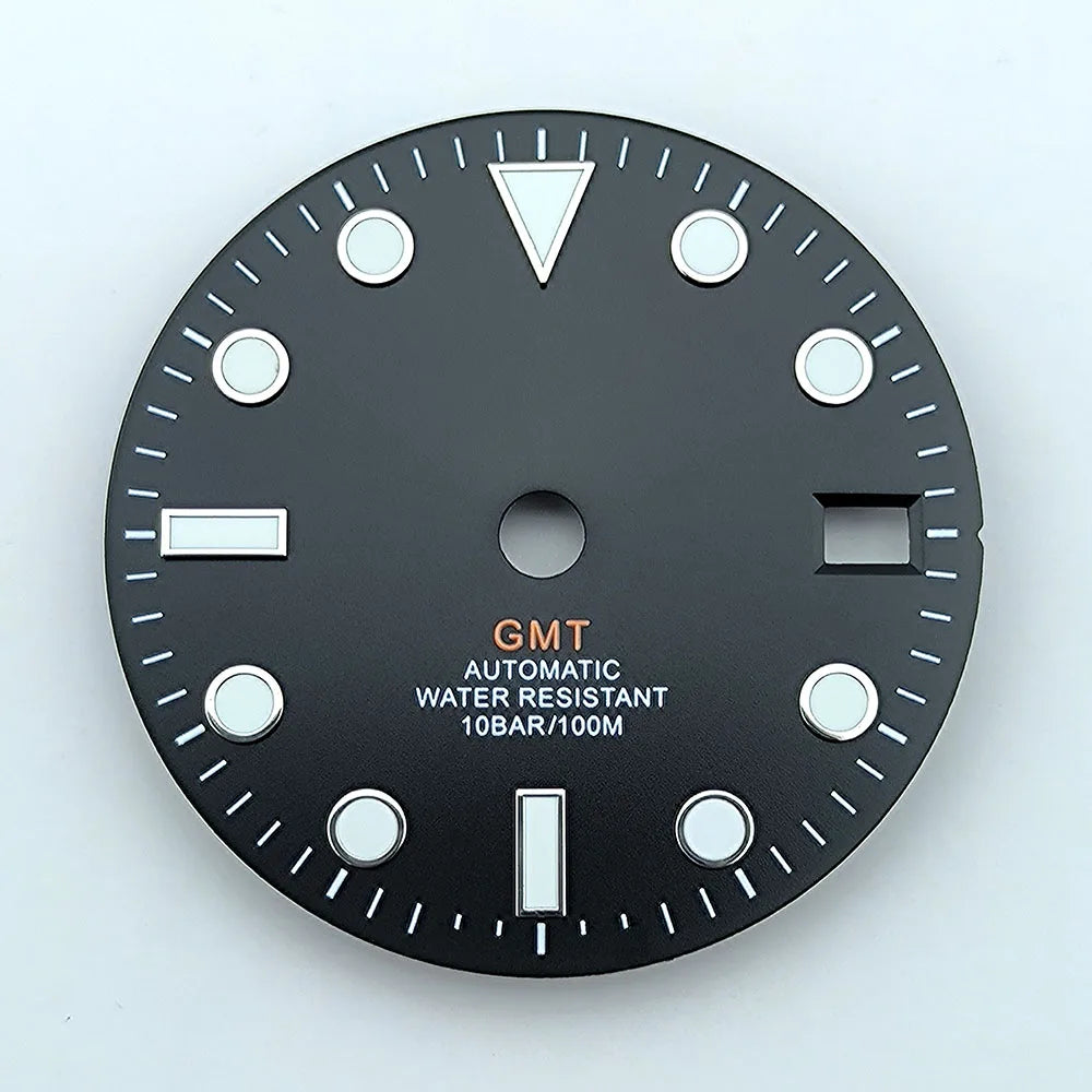 watch dial N H34 dial Custom logo 28.5mm GMT four hands green luminous for N H34 Movement watch accessories repair tool