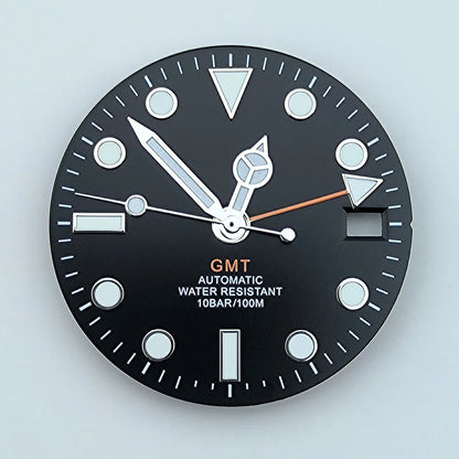 watch dial N H34 dial Custom logo 28.5mm GMT four hands green luminous for N H34 Movement watch accessories repair tool