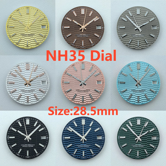 NH35 dial Custom logo No logo Watch dial 28.5mm Blue Luminous dial for NH35 NH36 movement watch accessories