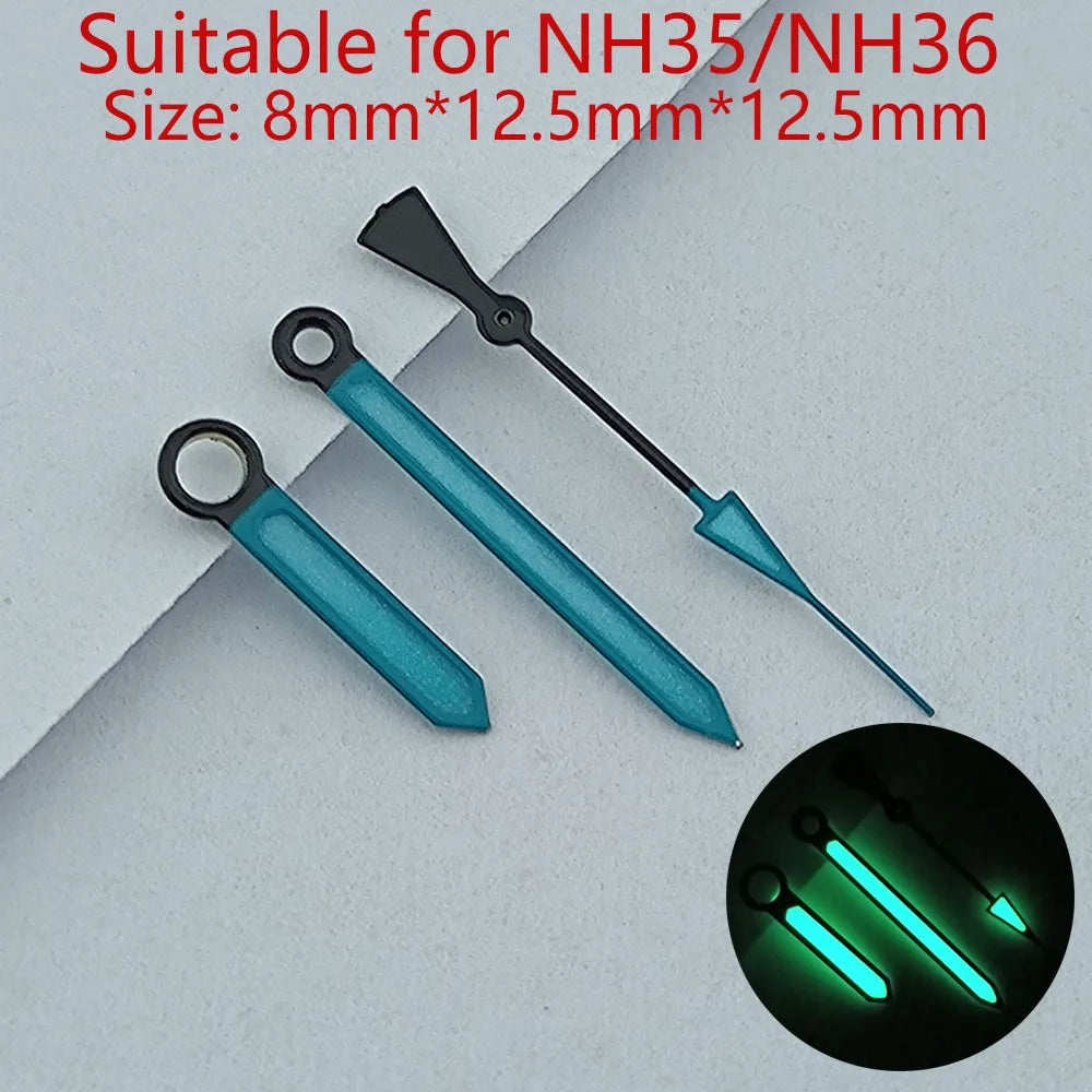 NH35 Hands Watch Hands Watch Accessories Watch Pointer White Pointer Green Super Luminous Suitable For N H35 N H36 Movement