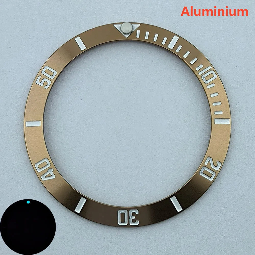 insert bezel ceramic/aluminium 38mm high quality green/blue luminous bezel is tilted for 40mm case watch repair tools